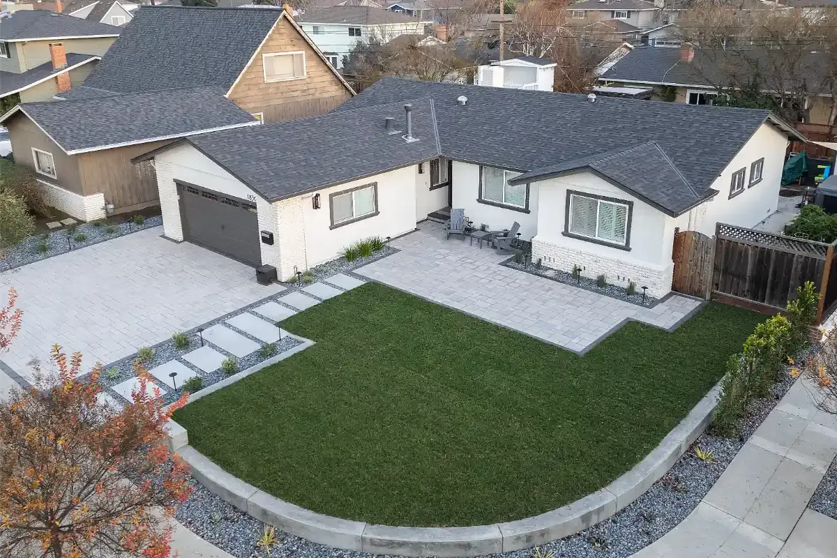 Modern Front Yard – Aerial View - Northwood Landscaping project in Greater Vancouver