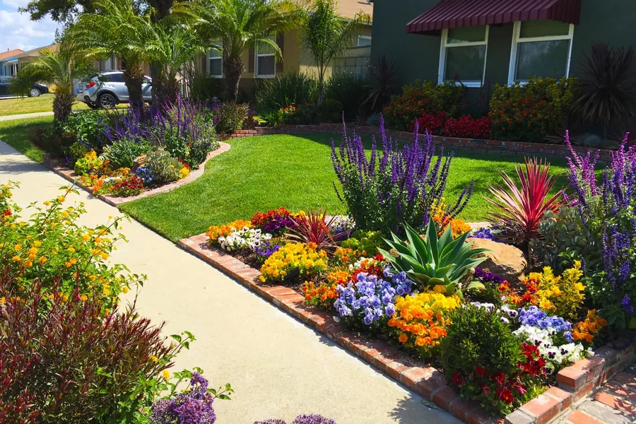 Front yard curb appeal landscaping with shrubs and mulch in Greater Vancouver