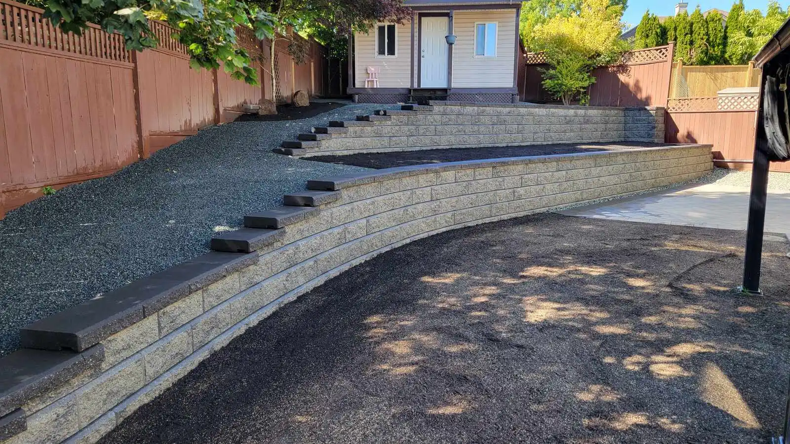 Multi-Level Curved Retaining Wall - Northwood Landscaping project in Greater Vancouver