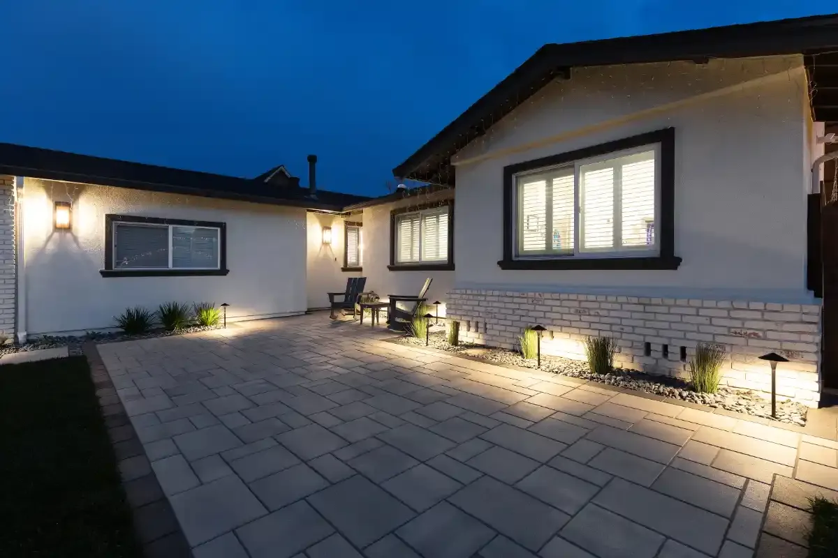 Modern Front Yard – Night Lighting - Northwood Landscaping project in Greater Vancouver