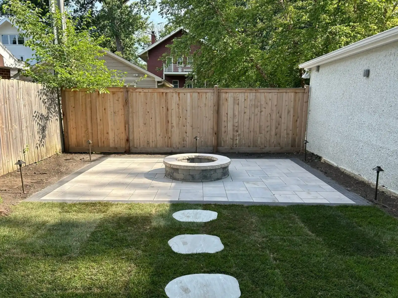 Patio with Fire Pit - Northwood Landscaping project in Greater Vancouver