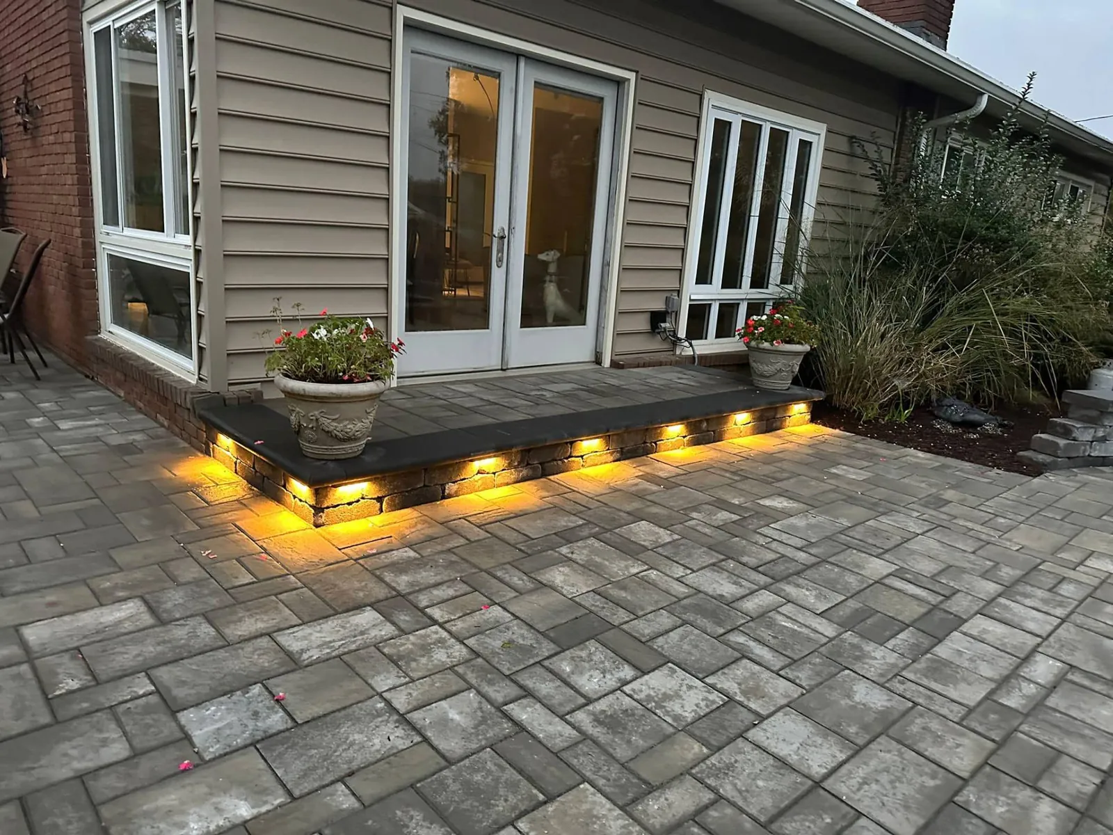 Patio with Step Lighting - Northwood Landscaping project in Greater Vancouver