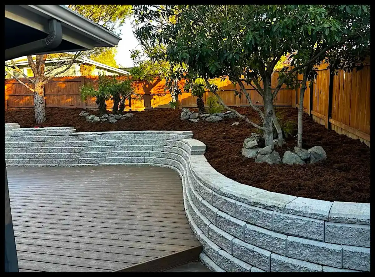 Terraced Retaining Wall with Deck - Northwood Landscaping project in Greater Vancouver